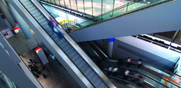 people on escalator