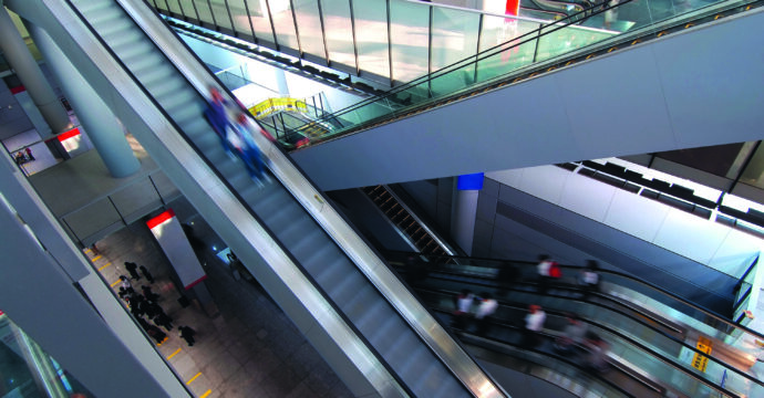 people on escalator